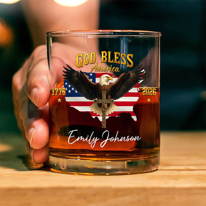 God Bless the USA - Personalized 250th Anniversary Eagle Whiskey Glass