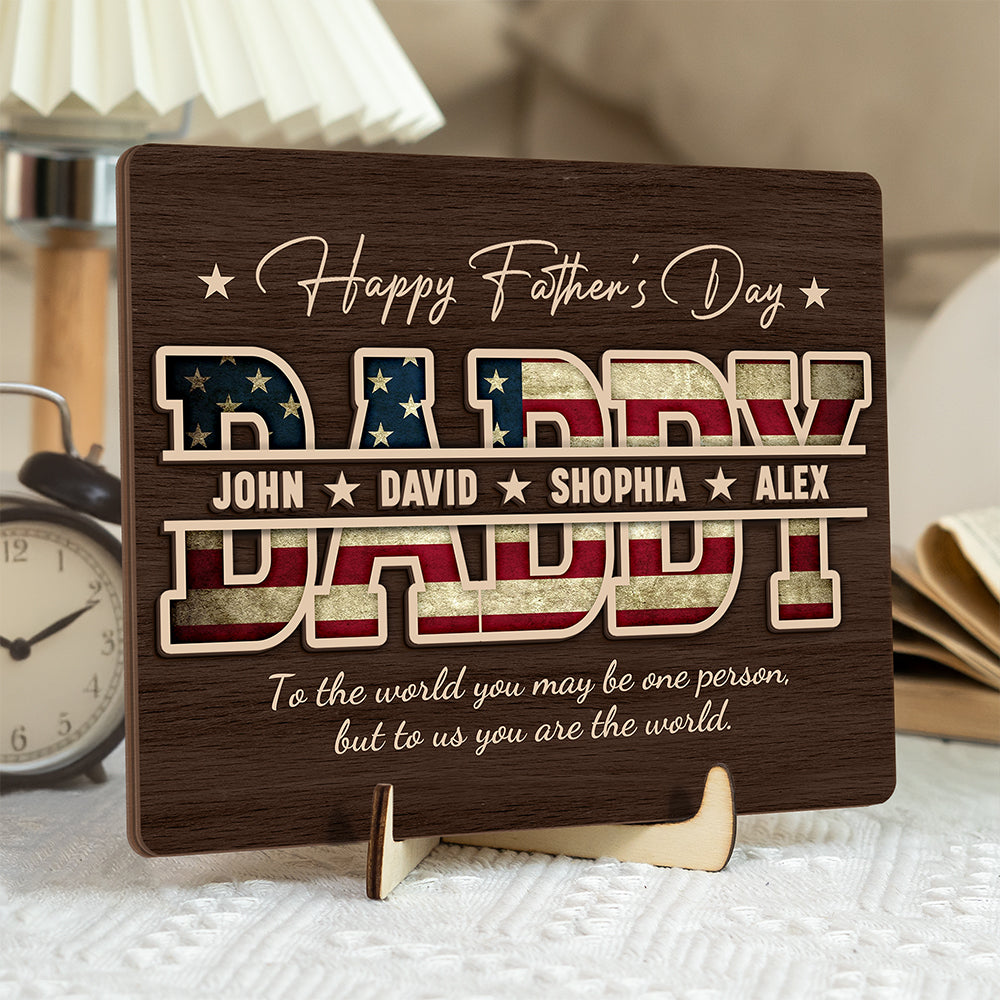 Plaque material and size view - Personalized Father's Day Wooden Plaque