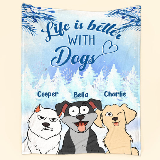 Personalized Dog Blanket: 'Life Is Better With Dogs' Custom Pet Gift