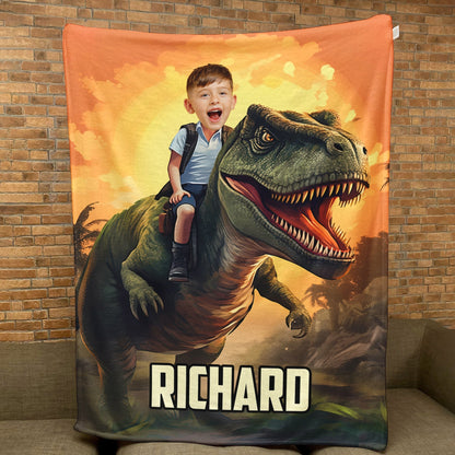 Dinosaur Adventure Blanket – Personalized Photo Blanket for Kids