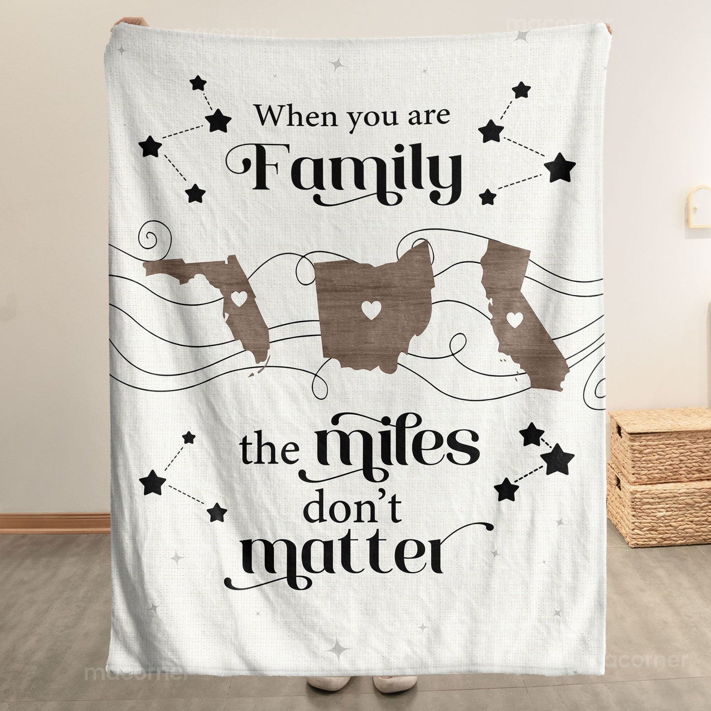 Long Distance Family - Personalized Siblings Blanket
