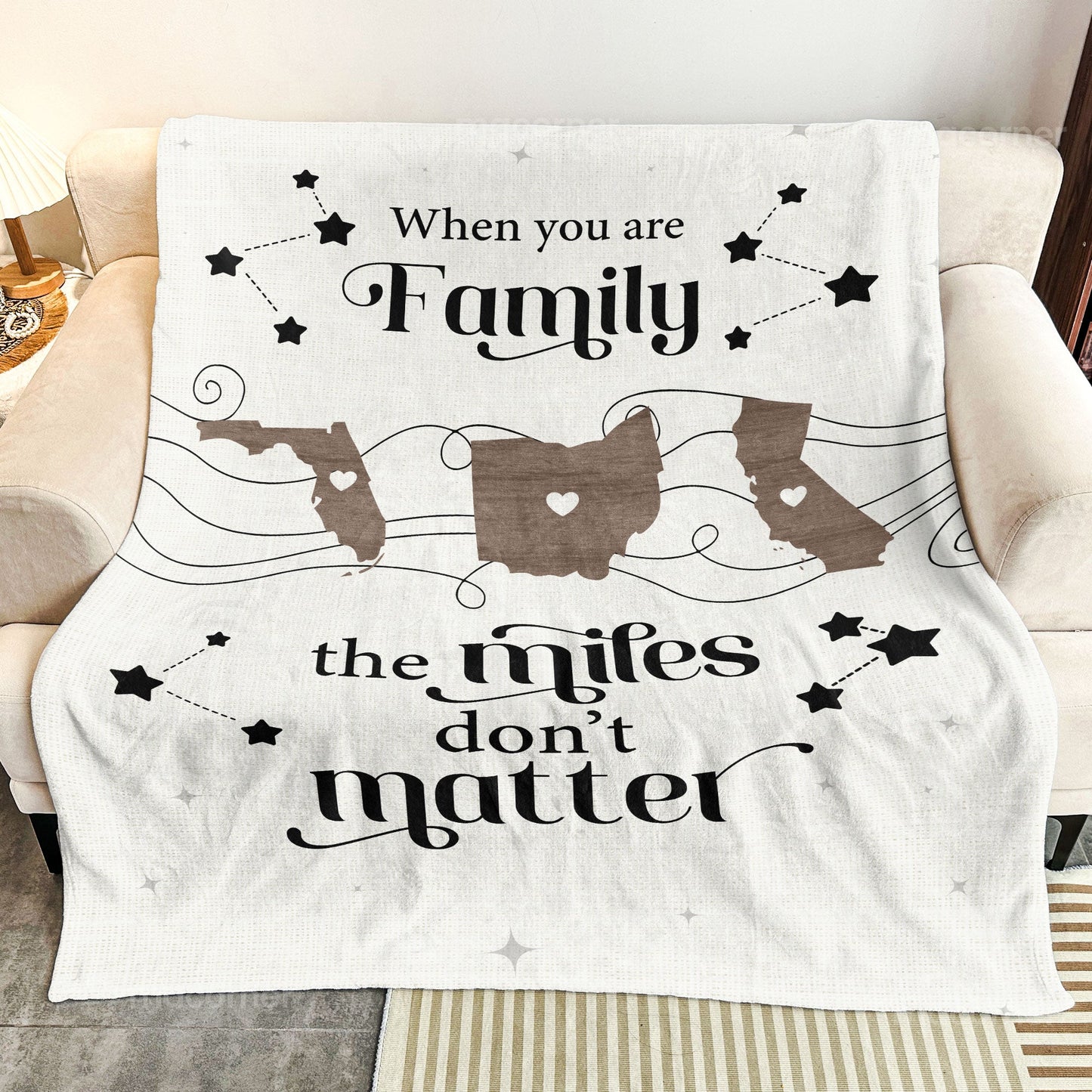 Long Distance Family - Personalized Siblings Blanket