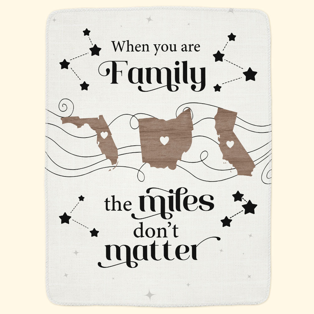 Long Distance Family - Personalized Siblings Blanket