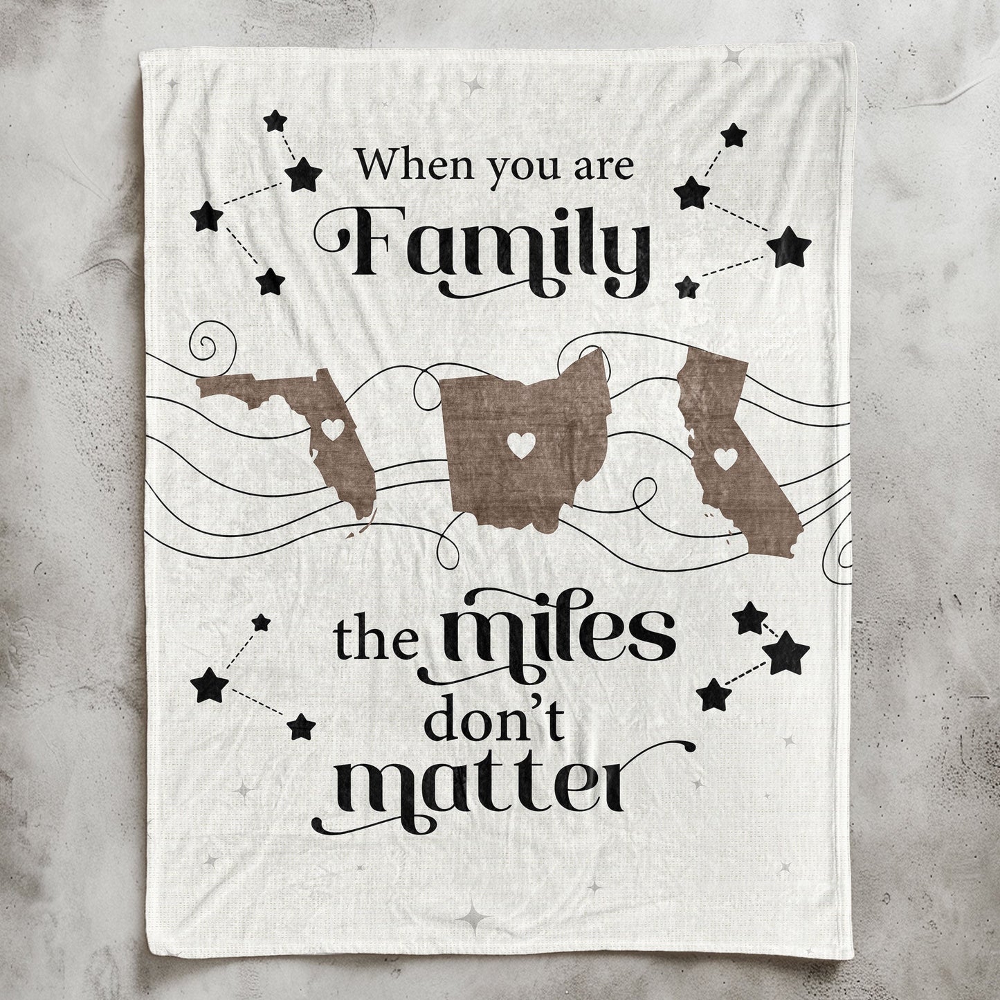 Long Distance Family - Personalized Siblings Blanket