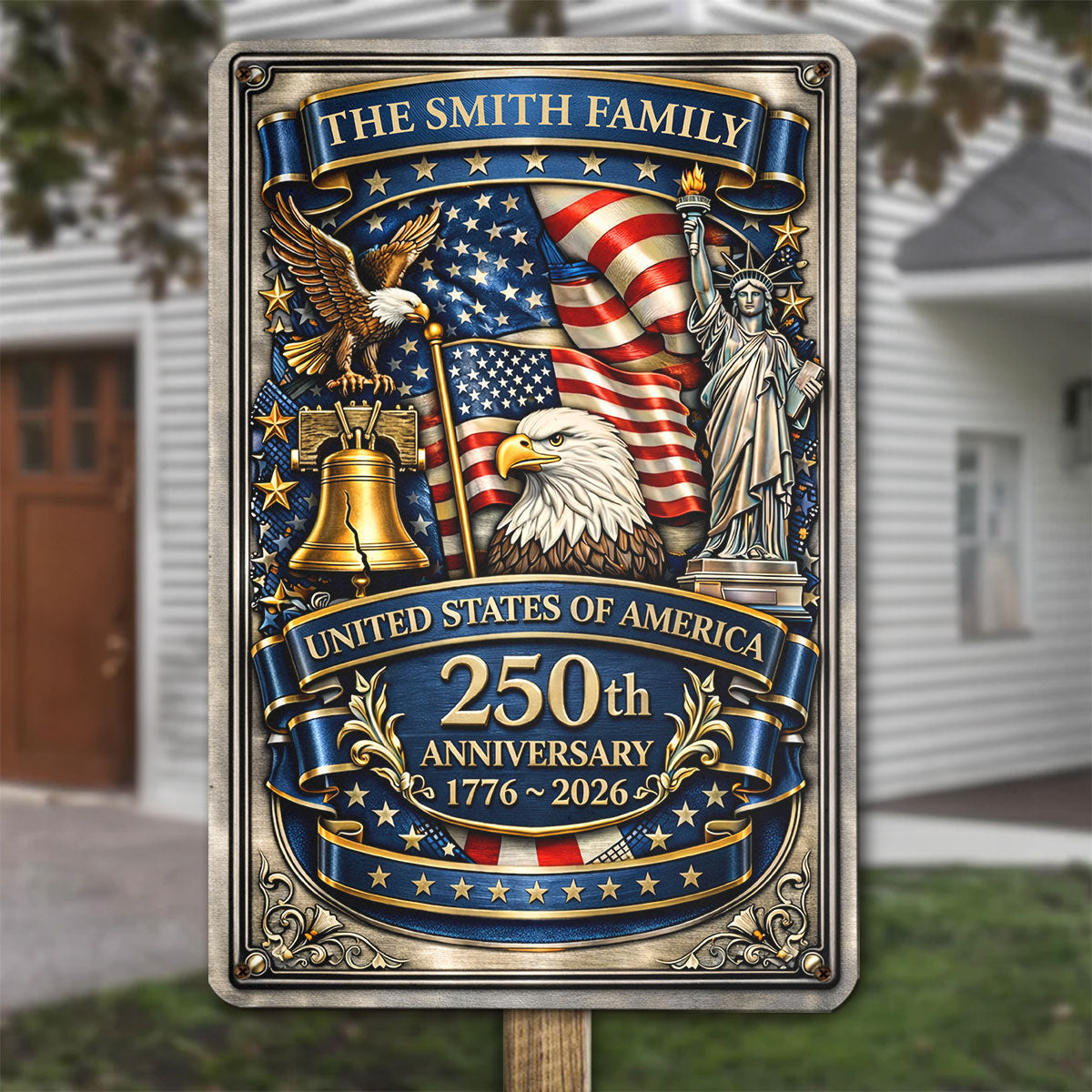 USA 250th Anniversary - Personalized Custom Name Metal Sign