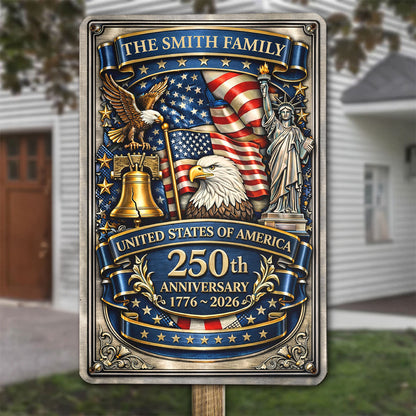 USA 250th Anniversary - Personalized Custom Name Metal Sign