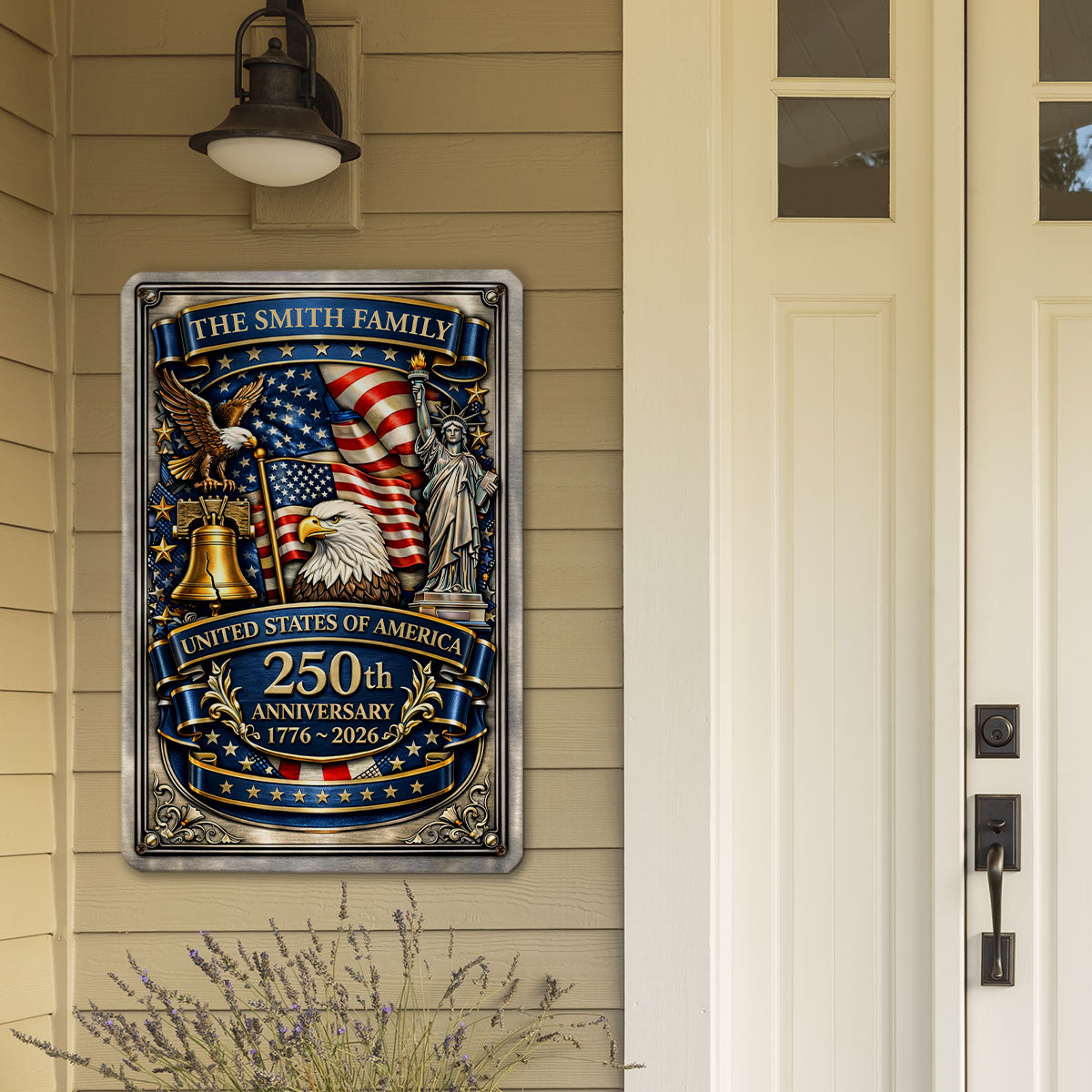 USA 250th Anniversary - Personalized Custom Name Metal Sign