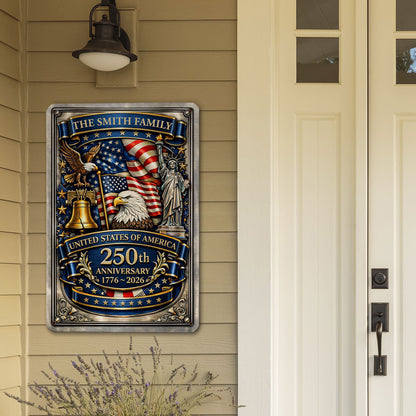 USA 250th Anniversary - Personalized Custom Name Metal Sign