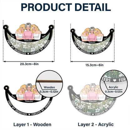 Mom - Daughters (Adult),Love - Moon First My Daughter Forever My Friend - Personalized Window Hanging Suncatcher Ornament