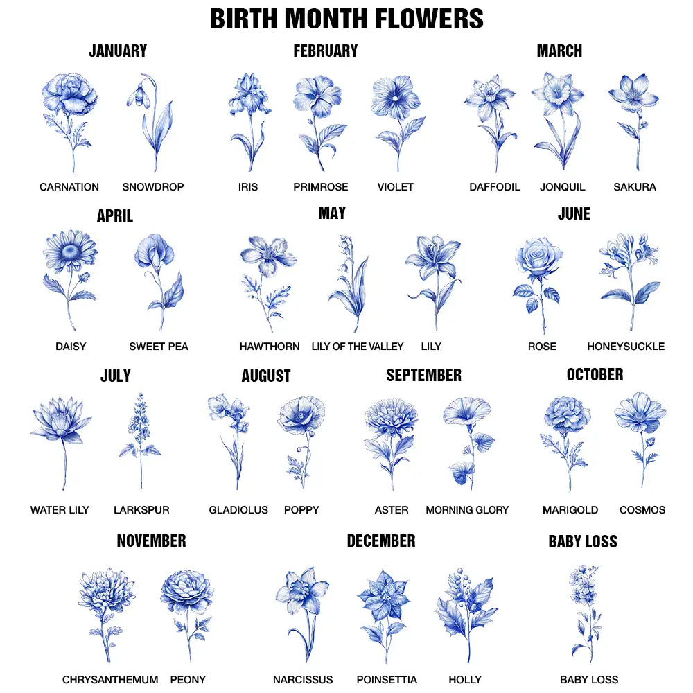 “Grow An Old Friend” Birth Flower Design - Personalized Toile De Jouy Ceramic Plant Pot