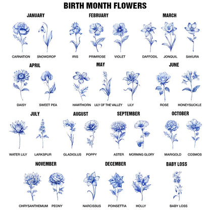 “Grow An Old Friend” Birth Flower Design - Personalized Toile De Jouy Ceramic Plant Pot