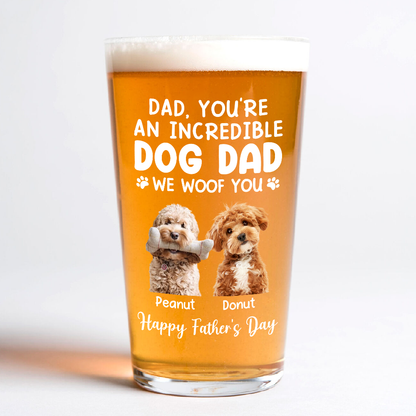 Personalized Incredible Dog Dad Photo Beer Glass - Custom Father’s Day Gift