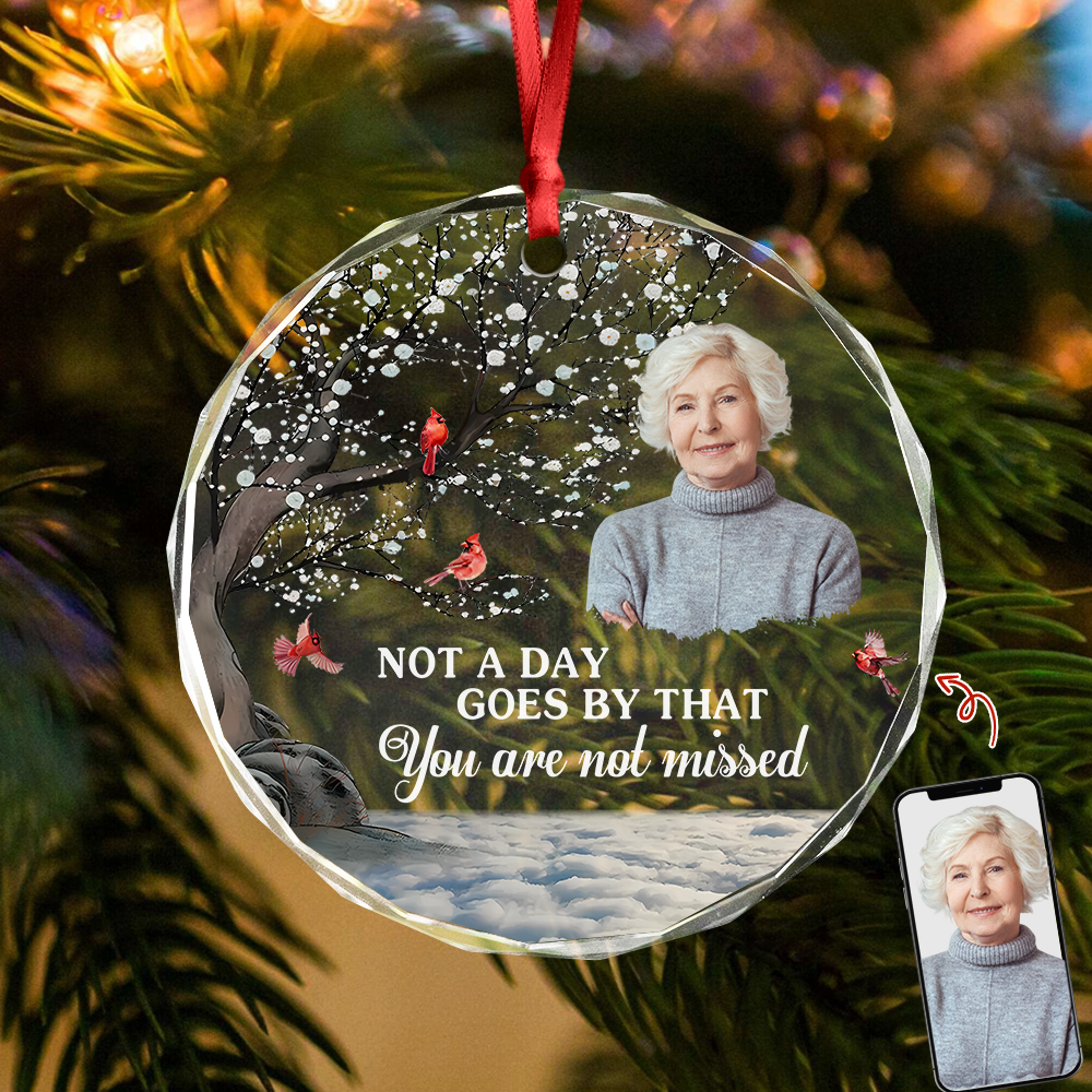 I'm Always With You Personalized Photo Memorial Glass Ornament - Custom Family Remembrance Christmas Keepsake