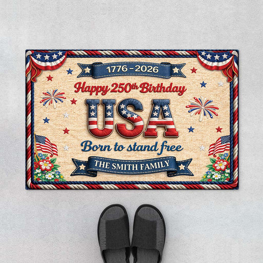 Custom 250Th Birthday Usa Doormat for Family with personalized design details for meaningful gifting