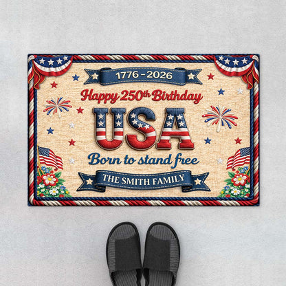 Custom 250Th Birthday Usa Doormat for Family with personalized design details for meaningful gifting