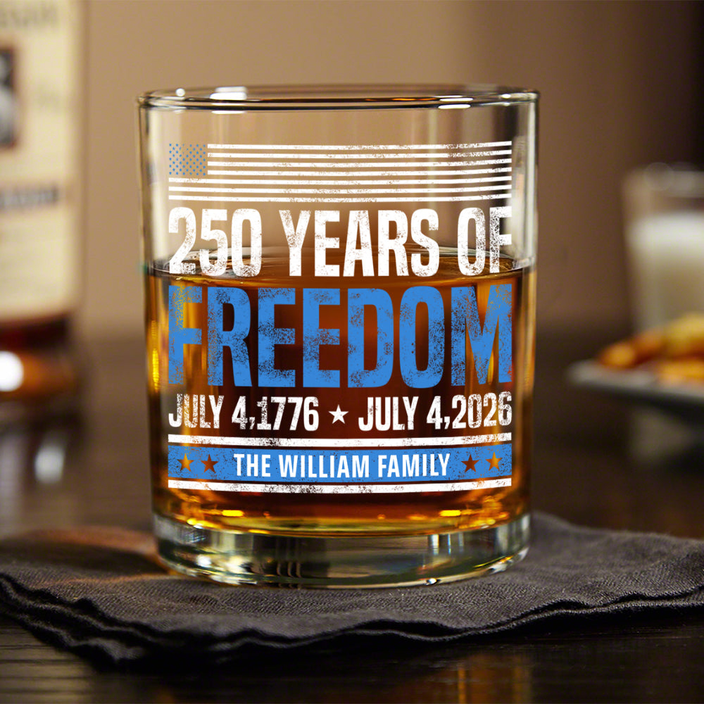 Personalized Whiskey Glass: 250 Years of Freedom 1776-2026