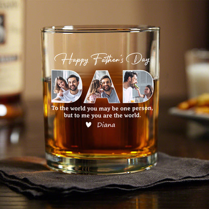 Personalized Father’s Day Whiskey Glass - Custom Photo Family Gift for Dad / Papa