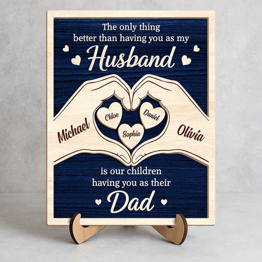 Personalized Heart Hands Dad Plaque for Dad with personalized design details for meaningful gifting