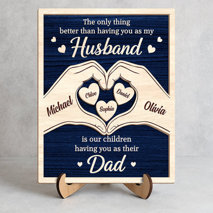 Personalized Heart Hands Dad Plaque for Dad with personalized design details for meaningful gifting