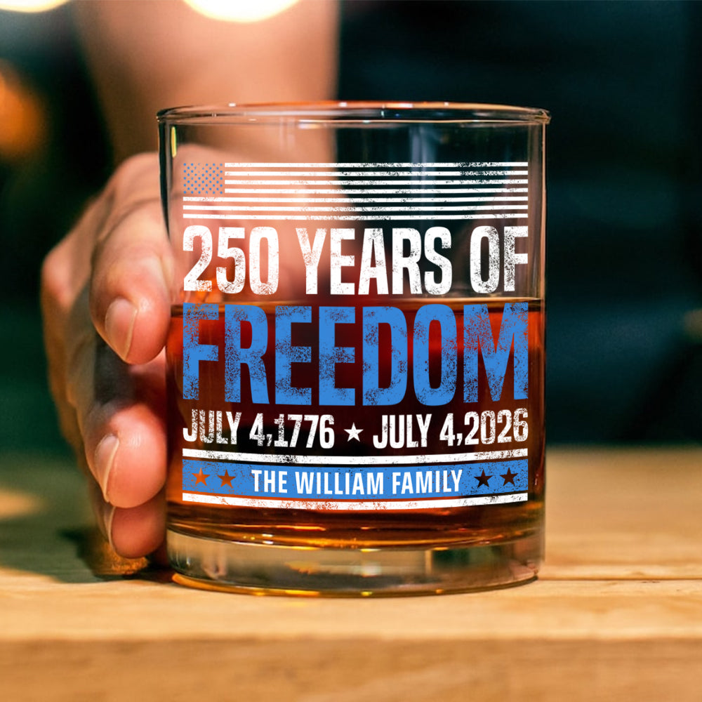 Personalized Whiskey Glass: 250 Years of Freedom 1776-2026
