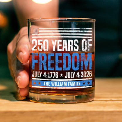 Personalized Whiskey Glass: 250 Years of Freedom 1776-2026