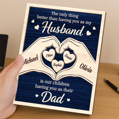 Personalized Heart Hands Dad Plaque personalization view for Dad