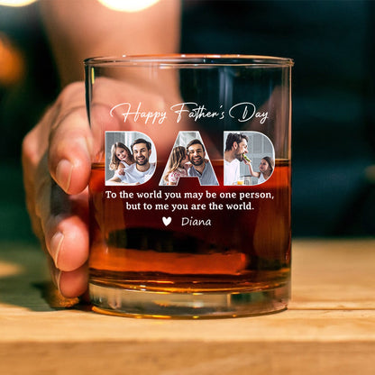 Personalized Father’s Day Whiskey Glass - Custom Photo Family Gift for Dad / Papa