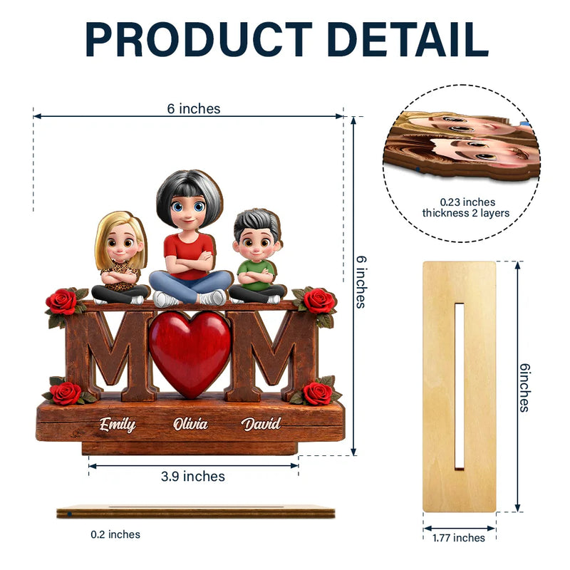 Mother & Children Forever Linked Together - Personalized Custom Shaped Wooden Plaque