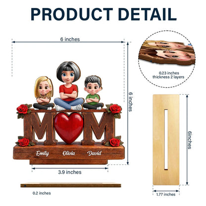 Mother & Children Forever Linked Together - Personalized Custom Shaped Wooden Plaque