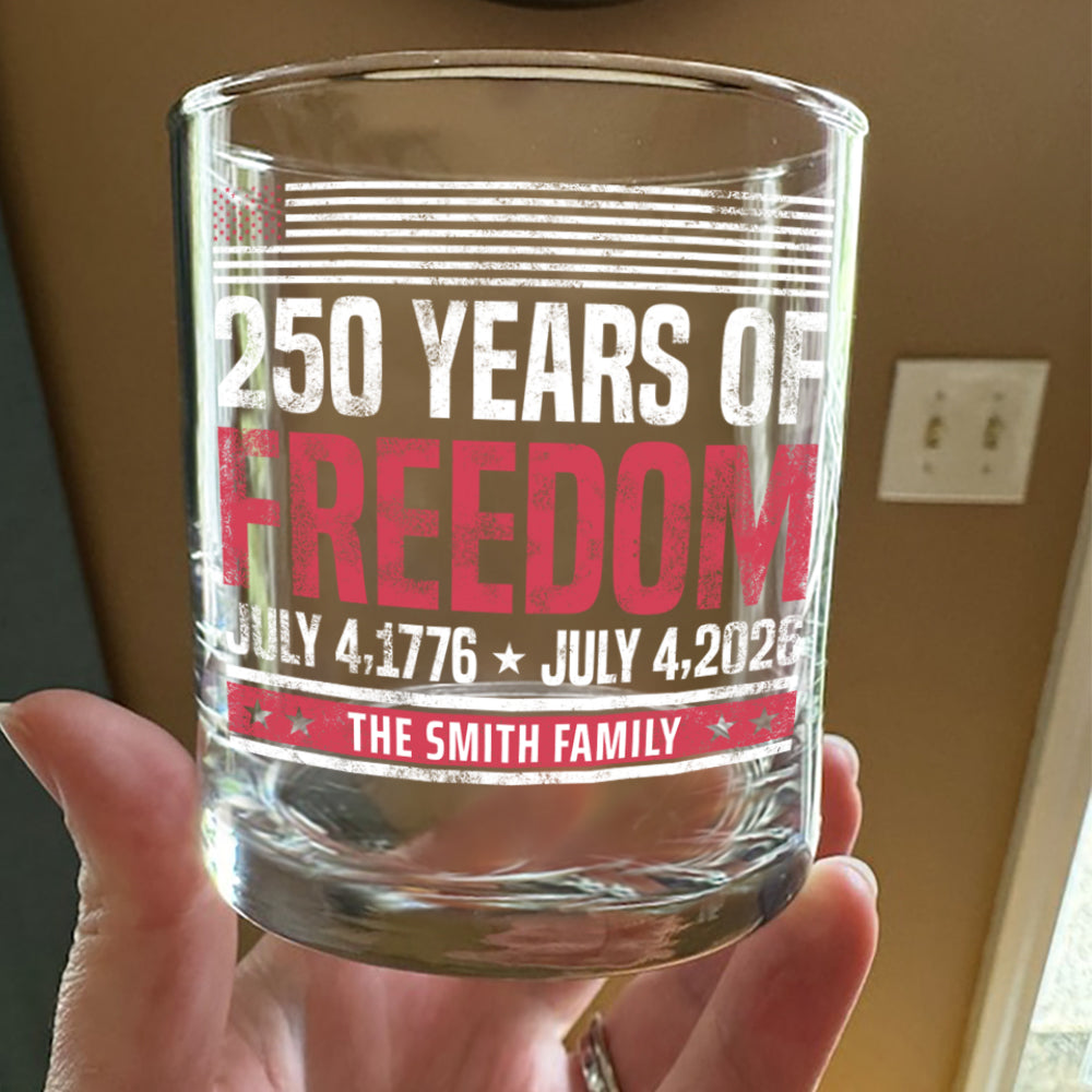 Personalized Whiskey Glass: 250 Years of Freedom 1776-2026