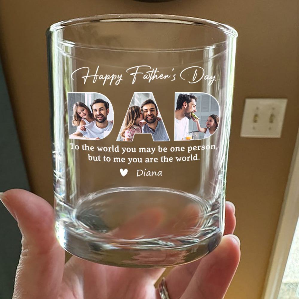 Personalized Father’s Day Whiskey Glass - Custom Photo Family Gift for Dad / Papa