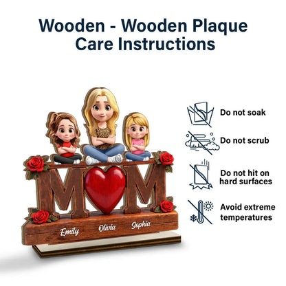 Mother & Children Forever Linked Together - Personalized Custom Shaped Wooden Plaque