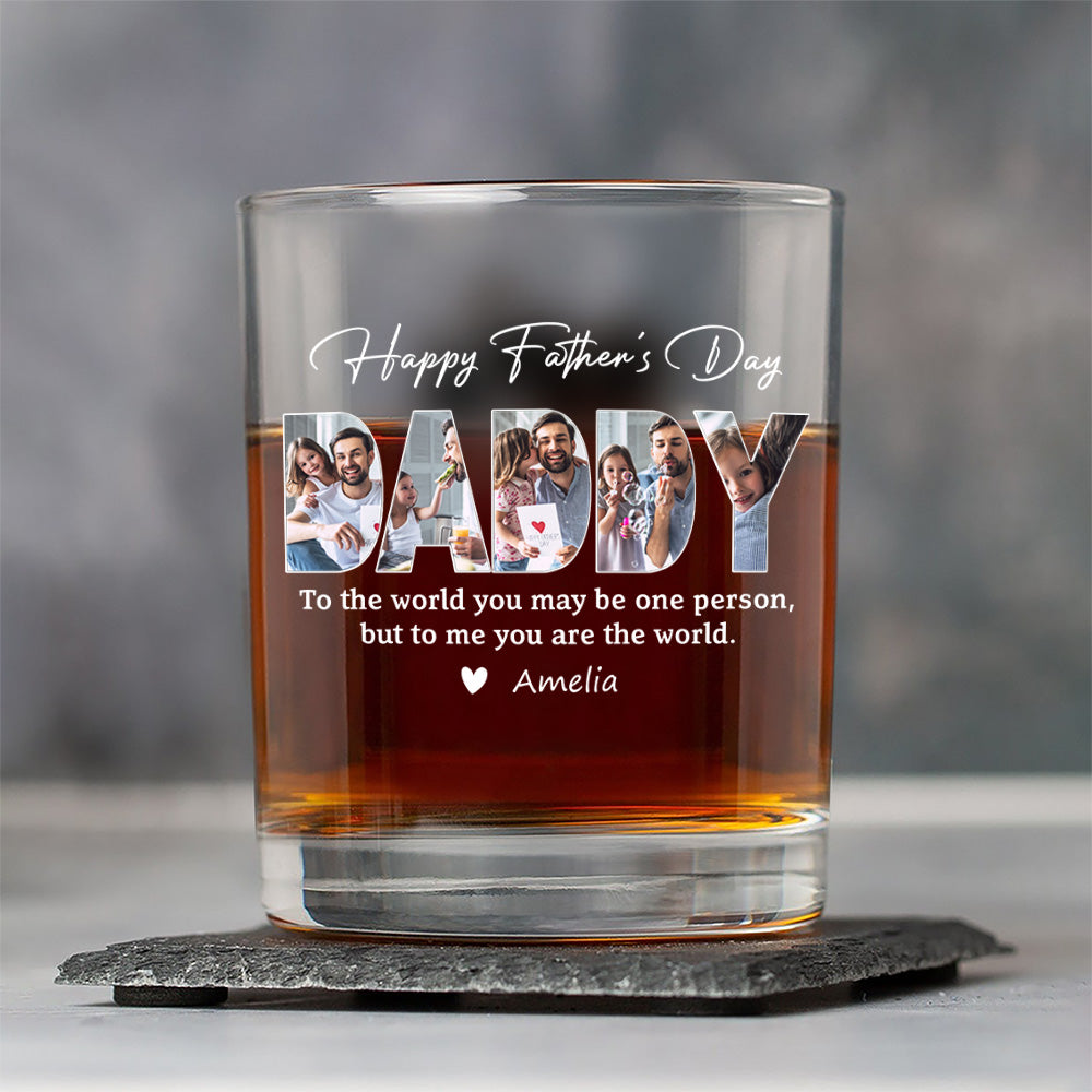 Personalized Father’s Day Whiskey Glass - Custom Photo Family Gift for Dad / Papa