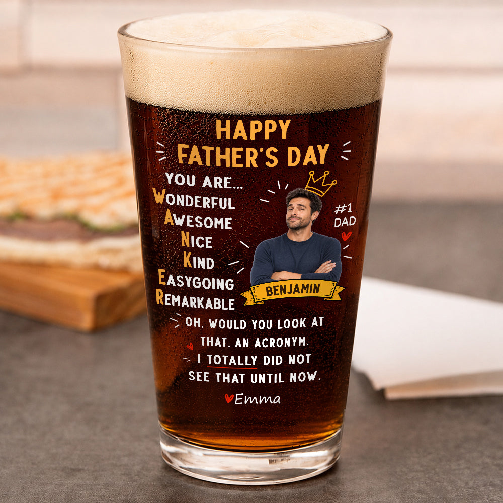 Mug material and size view - Personalized Dad Beer Glass
