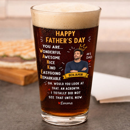 Mug material and size view - Personalized Dad Beer Glass