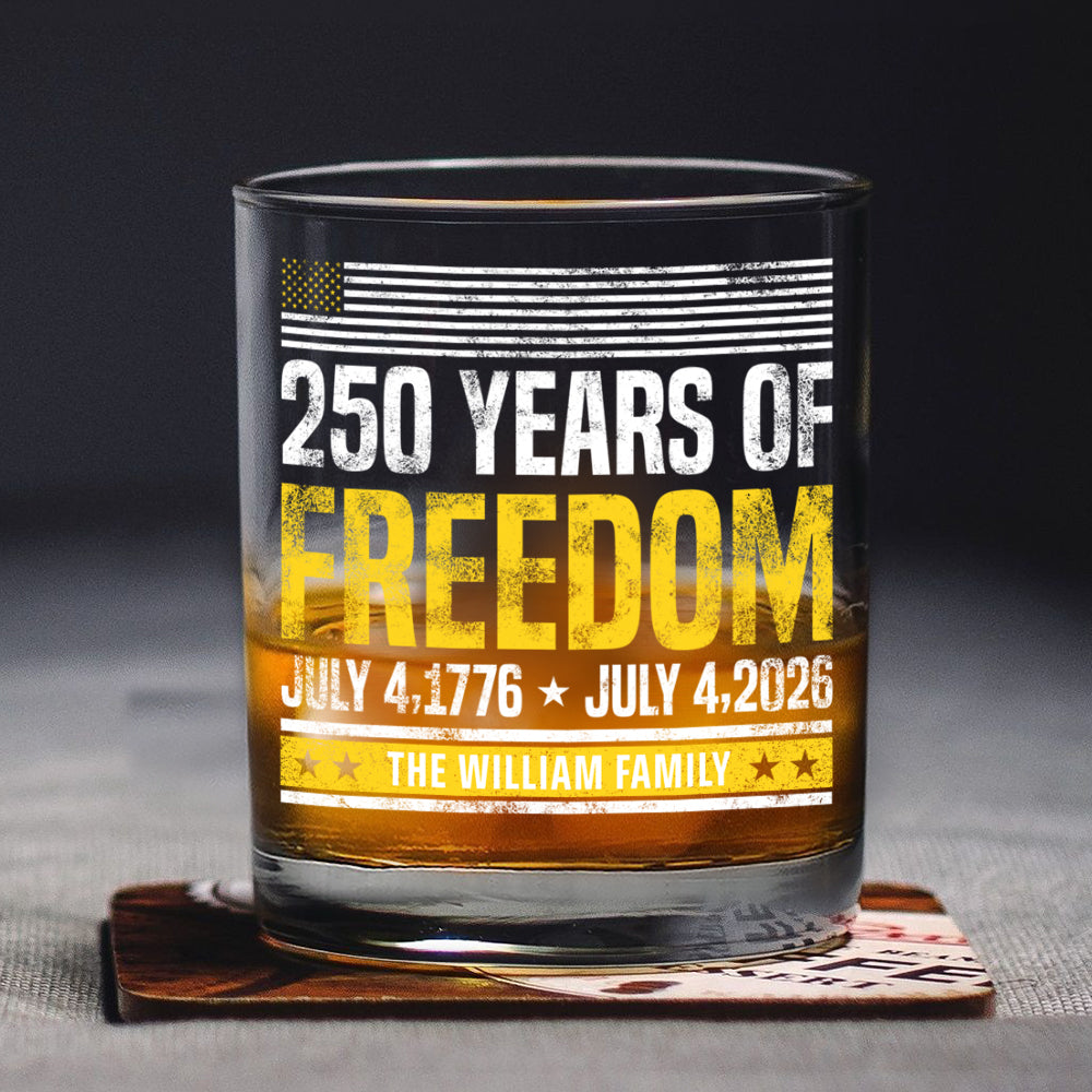 Personalized Whiskey Glass: 250 Years of Freedom 1776-2026
