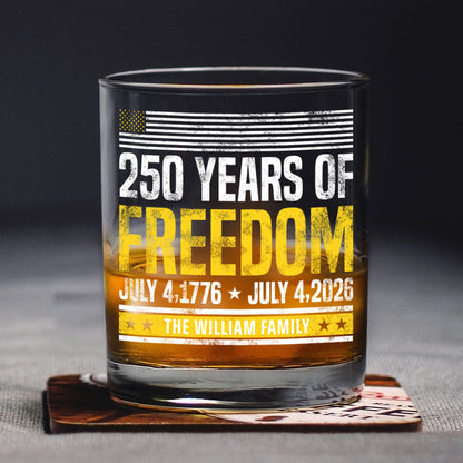 Personalized Whiskey Glass: 250 Years of Freedom 1776-2026