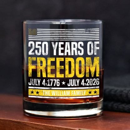 Personalized Whiskey Glass: 250 Years of Freedom 1776-2026
