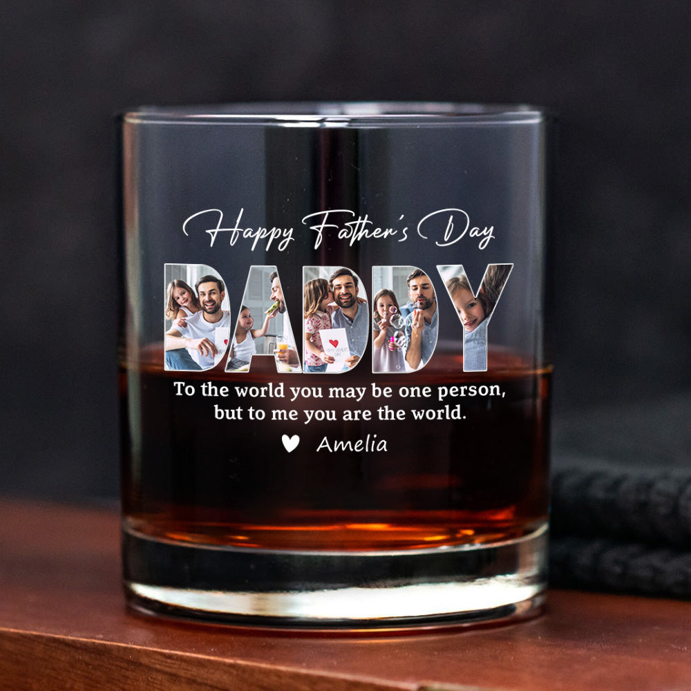 Personalized Father’s Day Whiskey Glass - Custom Photo Family Gift for Dad / Papa