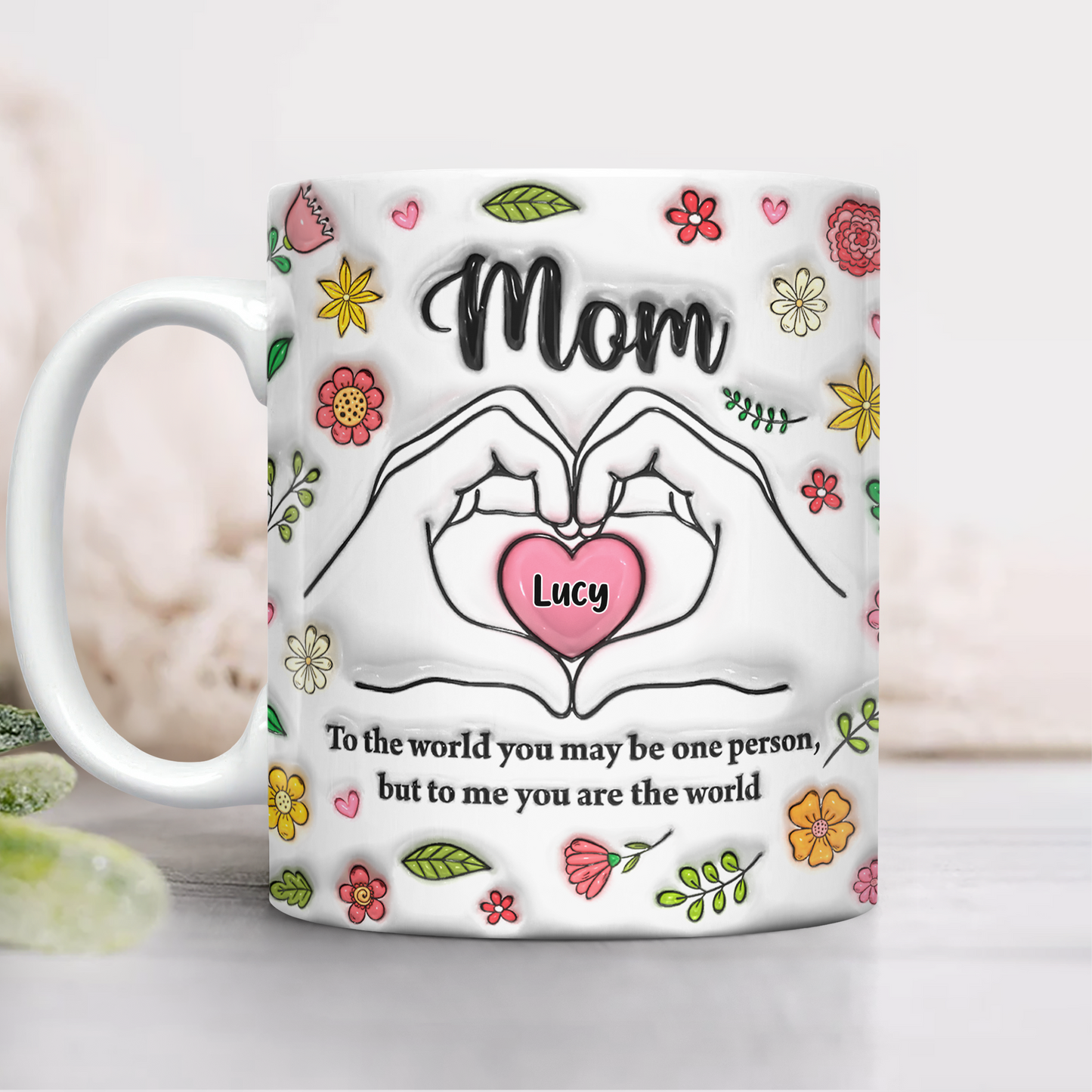 Mom's Heart Hand - Personalized Mug - Gift For Mother's Day
