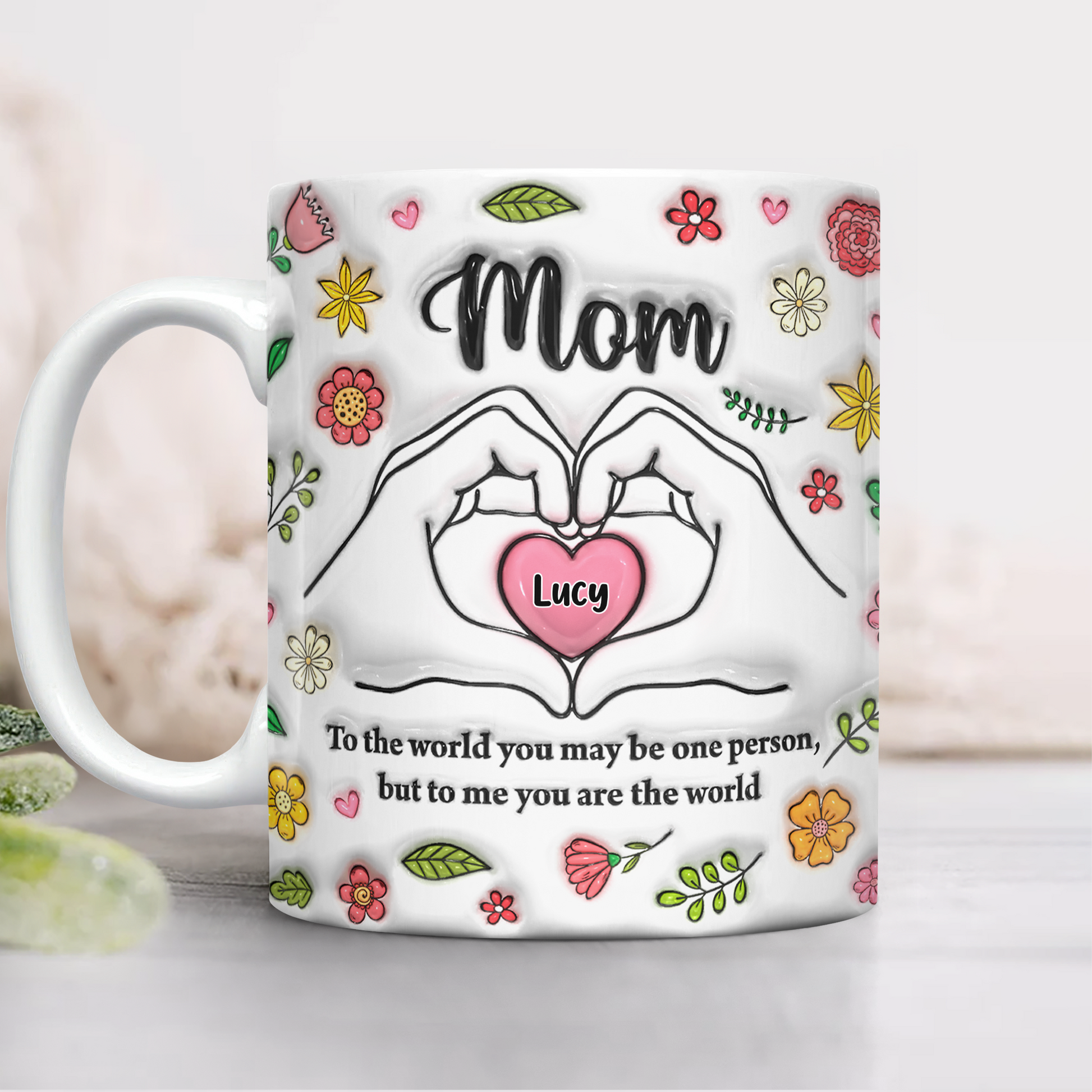Mom's Heart Hand - Personalized Mug - Gift For Mother's Day