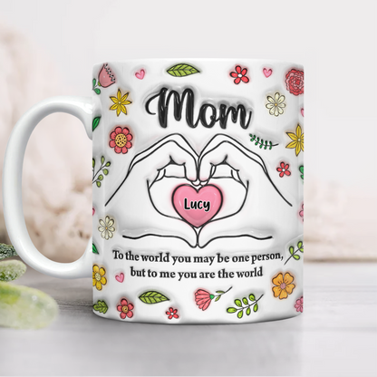 Mom's Heart Hand - Personalized Mug - Gift For Mother's Day