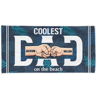 Personalized 'Coolest Dad On The Beach' Towel - Custom Fist Bump Gift for Father