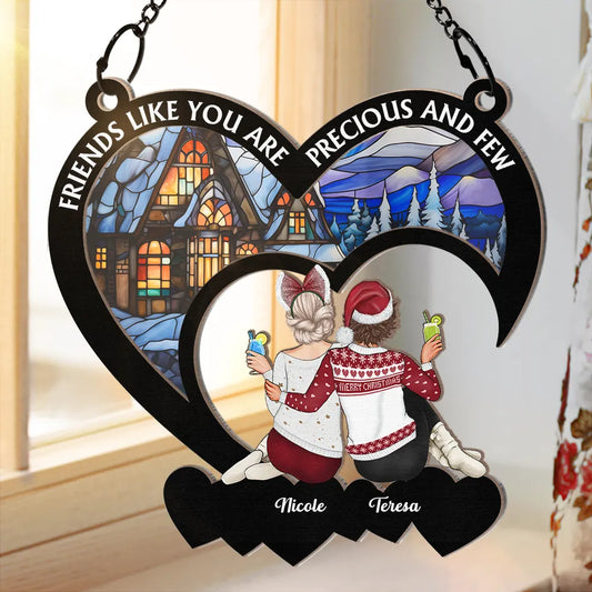 Christmas Bestie Friends Like You - Personalized Window Hanging Suncatcher Ornament