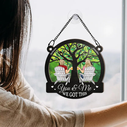 Gift For Couples - Four Seasons We Got This - Personalized Window Hanging Suncatcher Ornament