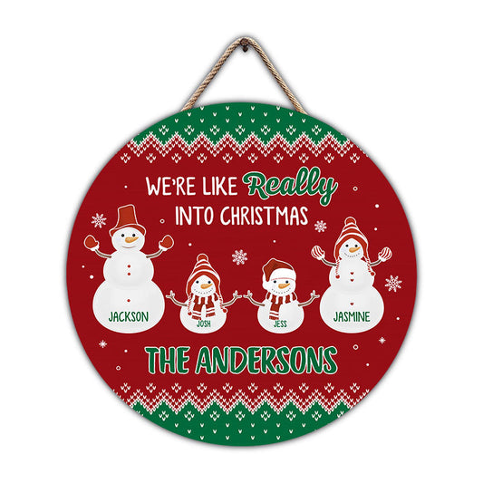 Personalized Family Christmas Wood Sign - 'Really INTO Christmas' Decor