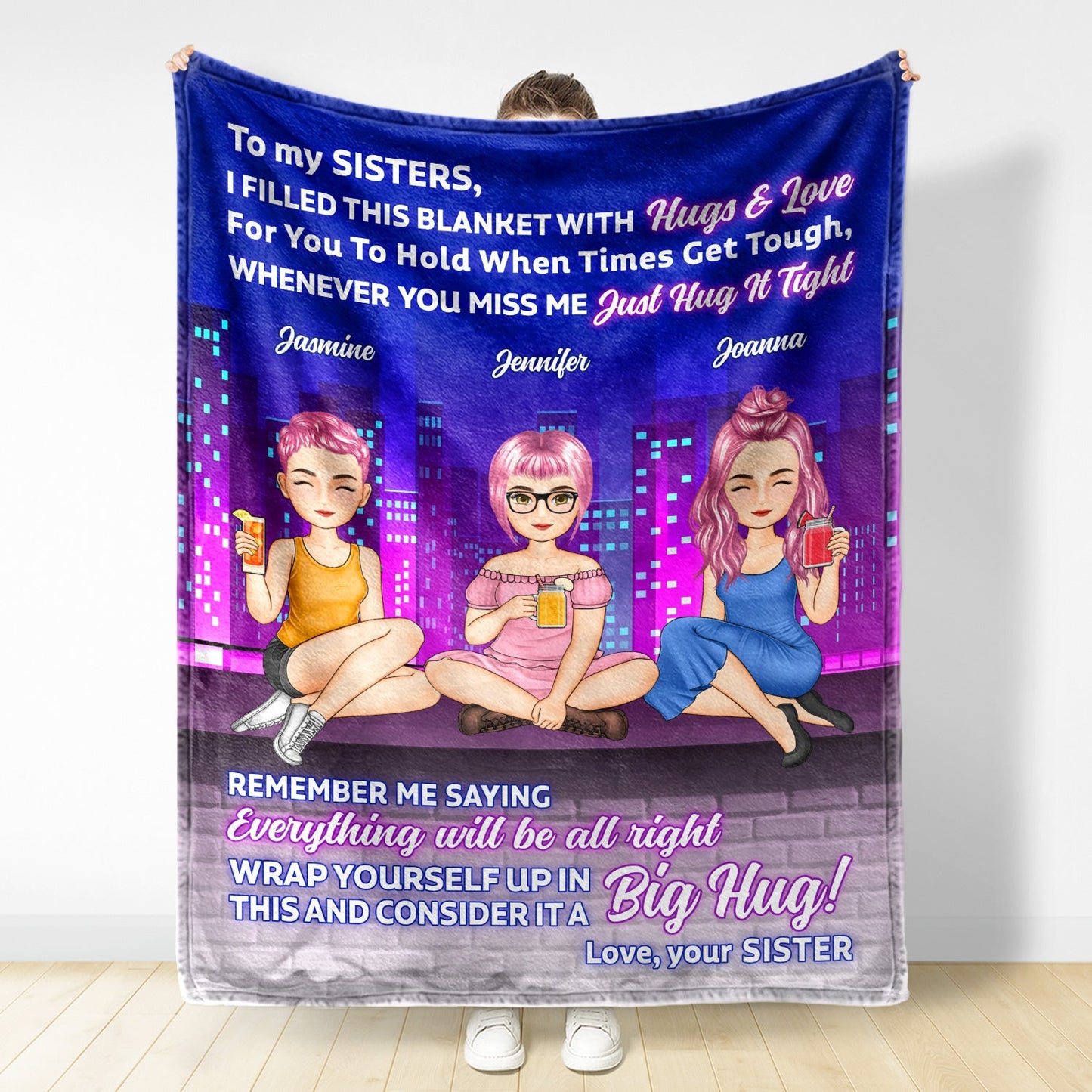 Sister Building Hug This Blanket - Gift For Sister - Personalized Fleece Blanket