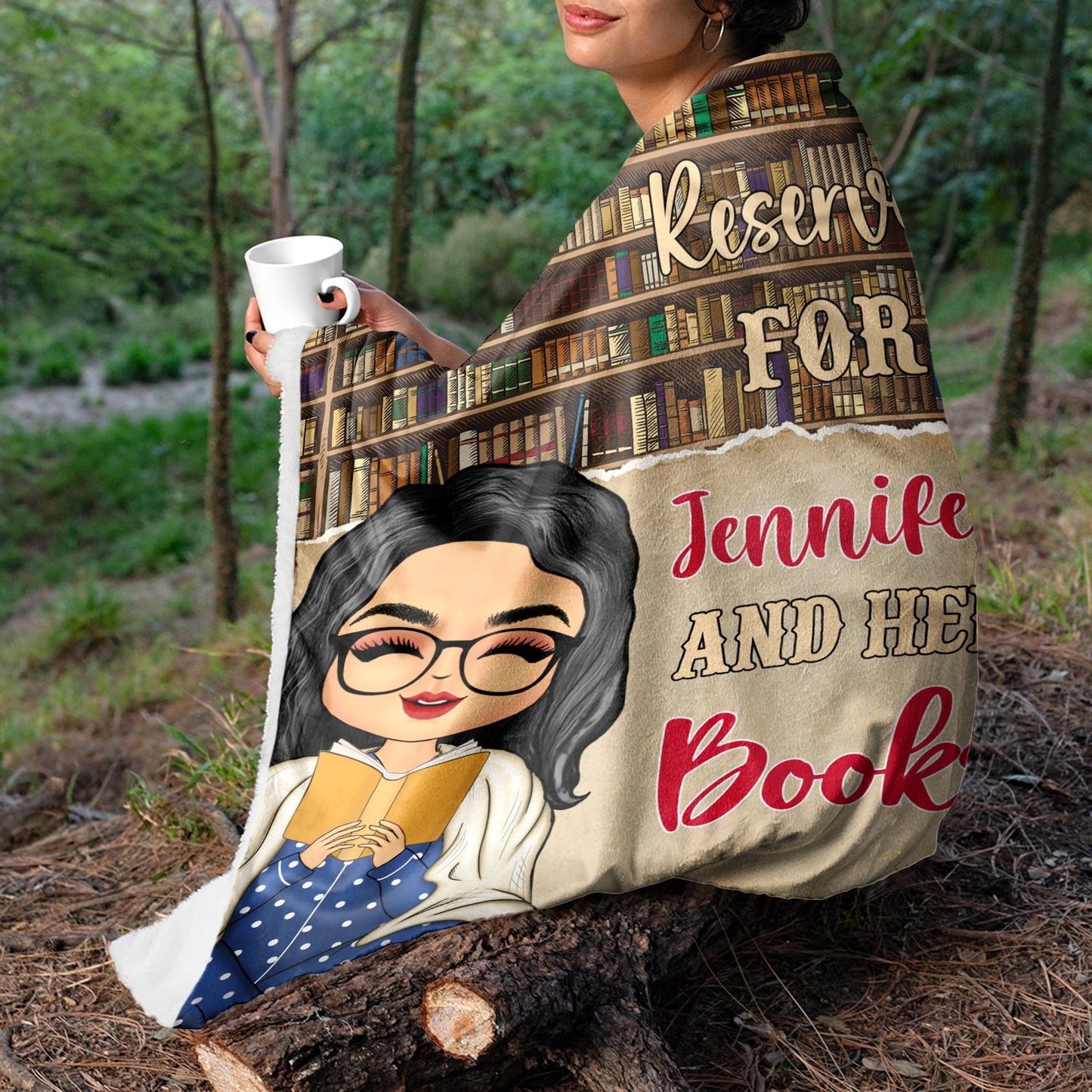 Personalized Book Lover Blanket: 'Reserved For [Name] & Her Books'