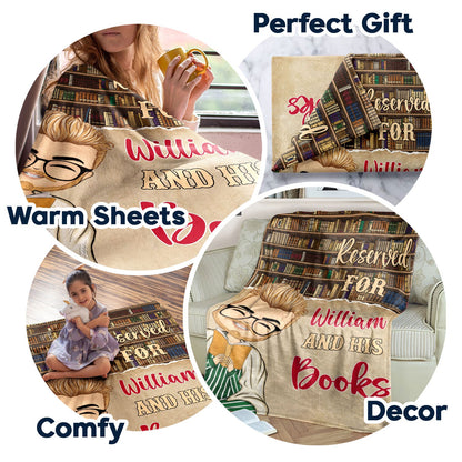 Personalized Book Lover Blanket: 'Reserved For [Name] & Her Books'