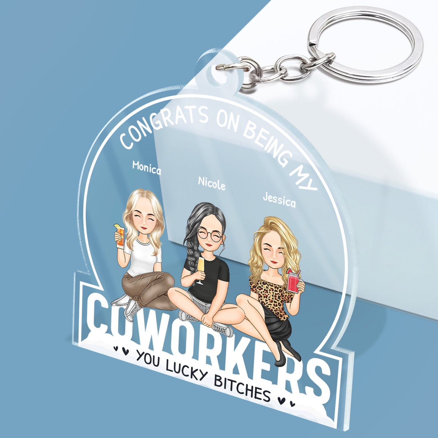 Cartoon Congrats On Being My Bestie - Gift For Bestie - Personalized Acrylic Keychain